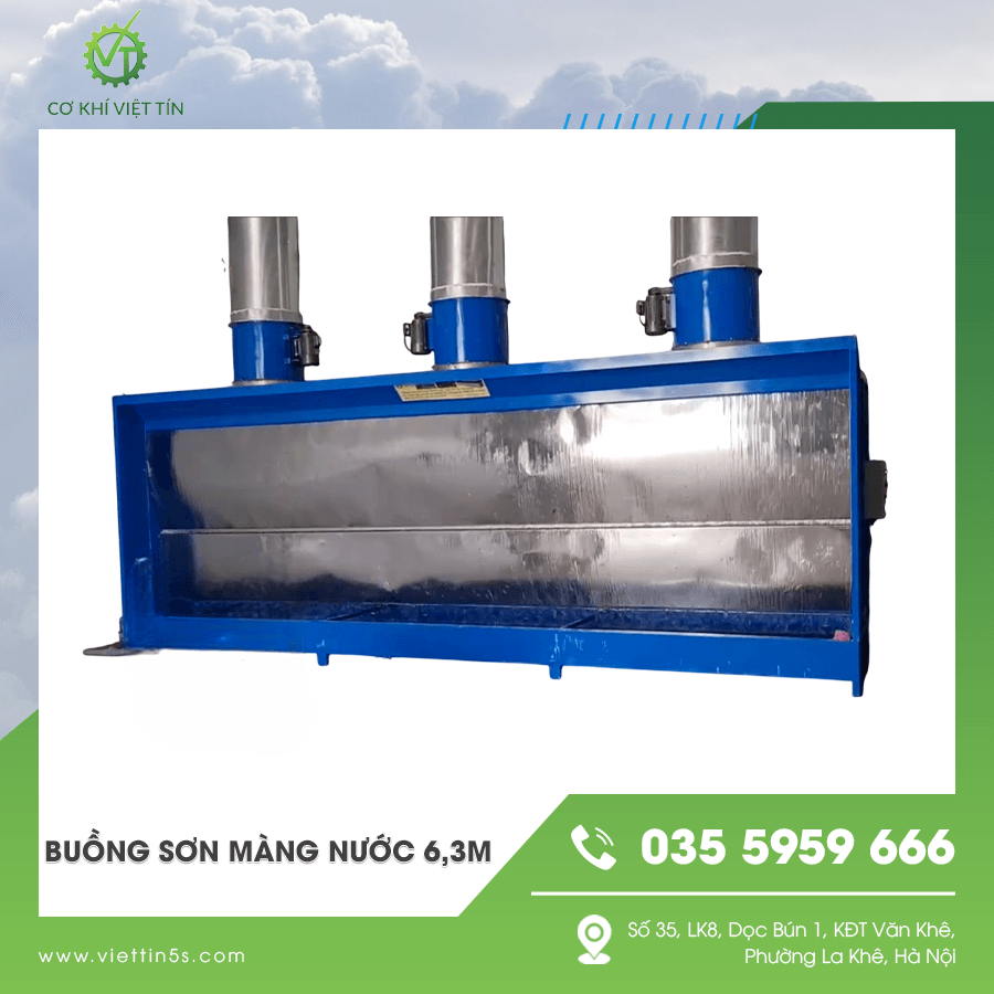Buồng sơn màng nước 6,3m hỗ trợ kiểm soát khu vực phun sơn Buồng sơn màng nước 6,3m hỗ trợ kiểm soát khu vực phun sơn